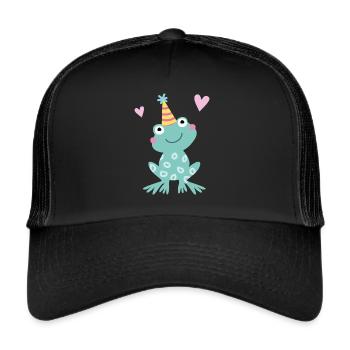 Happy Birthday kleiner Frosch! - Trucker Cap - Schwarz/Schwarz - Vorne