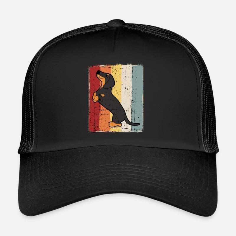 Dackel Retro Dachshund Teckel Kurzhaardackel - Trucker Cap - Schwarz/Schwarz