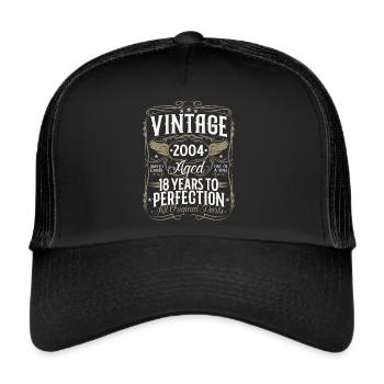 Vintage 2004 Vintage 18 Birthday Retro Gift - Trucker Cap - black/black - Front