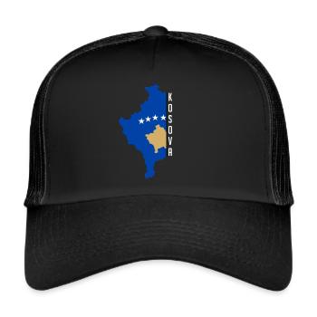 Kosova lettering with country flag - Trucker Cap - black/black - Front