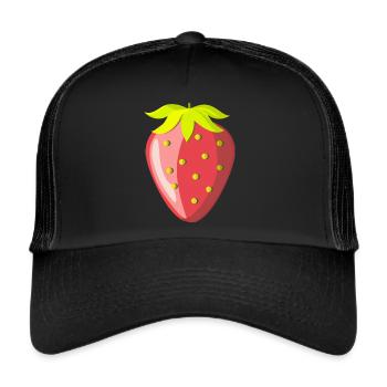 Erdbeere - Trucker Cap - Schwarz/Schwarz - Vorne