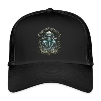 Magic mushrooms, mushrooms, distressed - Trucker Cap - black/black - Front