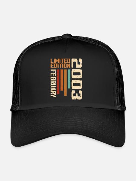 Née en Février 2003 Rétro 2003 Anniversaire - Casquette trucker  - noir/noir - Devant