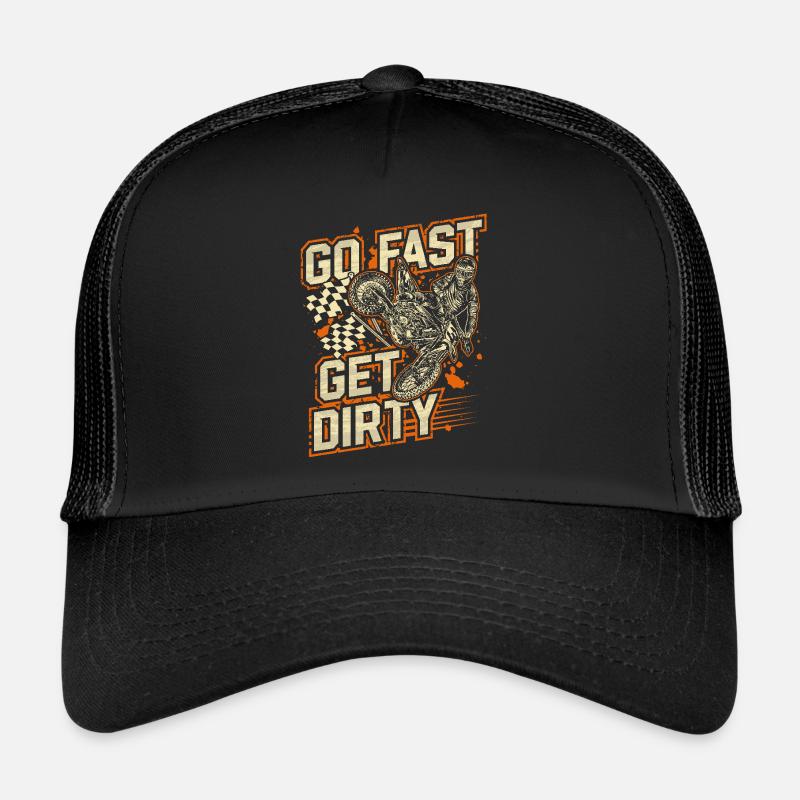 Fahre schnell werde schmutzig - Motocross Spruch Trucker Cap