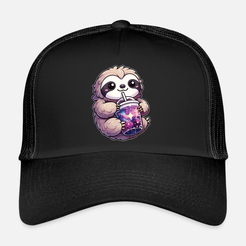 Sloths Drinking Bubble Tea kawaii Galaxy Boba Trucker Cap