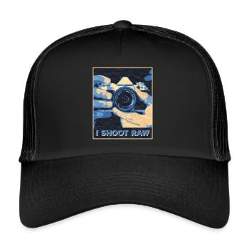 I shoot Raw - Trucker Cap - Schwarz/Schwarz - Vorne