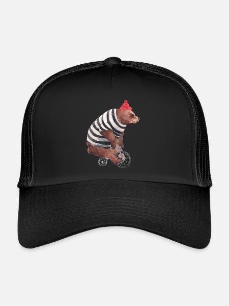 Vélo I Cycliste I Cycliste I Ours à vélo - Casquette trucker  - noir/noir - Devant