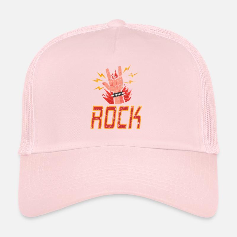 Hand Horns Rock Band Distressed print Trucker Cap