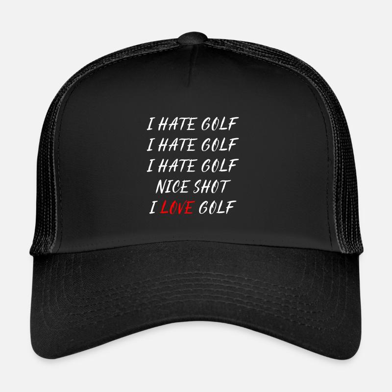 Je déteste le golf - J'aime le golf - Casquette trucker  - noir/noir