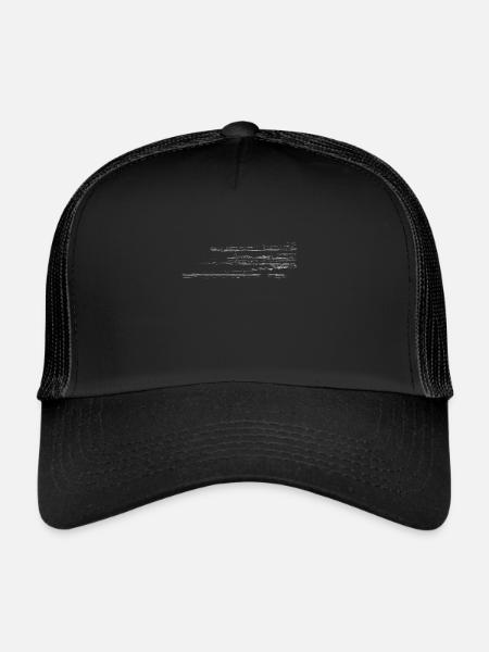 Motif abstrait - ligne / blanc - Casquette trucker  - noir/noir - Devant