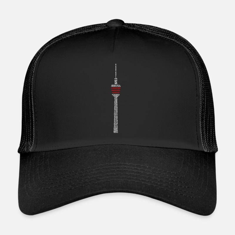 Stuttgart Fernsehturm (weiss und rot) - Trucker Cap - Schwarz/Schwarz