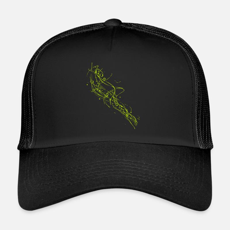 Abstrakte Linien / grün / Linie / Muster - Trucker Cap - Schwarz/Schwarz