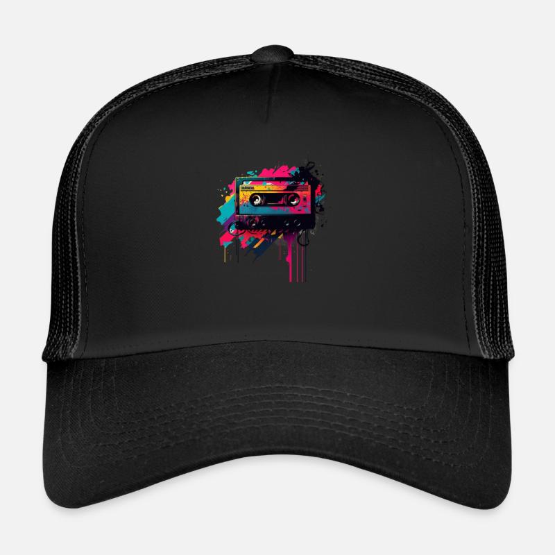 Mixtape rétro - Casquette trucker  - noir/noir