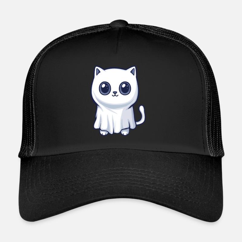 Chat Halloween Bande Dessinée Fantôme Casquette trucker 