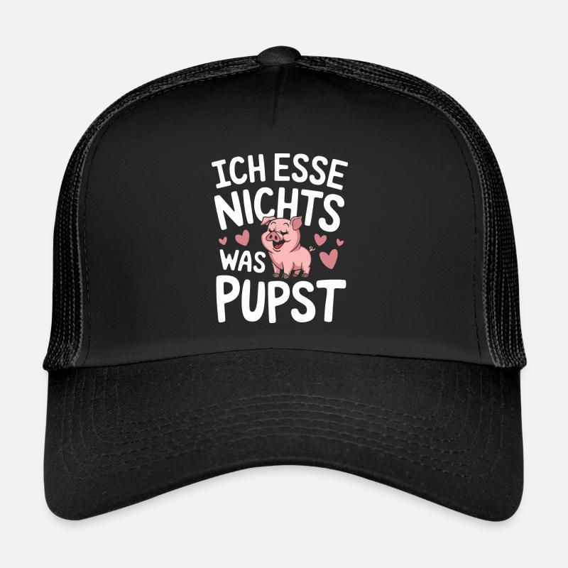Schwein Tier - Trucker Cap - Schwarz/Schwarz