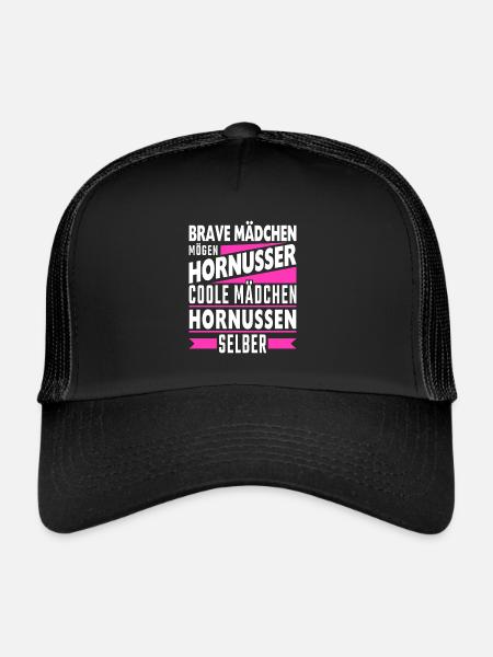 Coole Mädchen mögen Hornusser - Trucker Cap - Schwarz/Schwarz