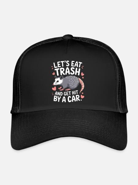 Opossum Possum Animal - Trucker Cap - black/black - Front