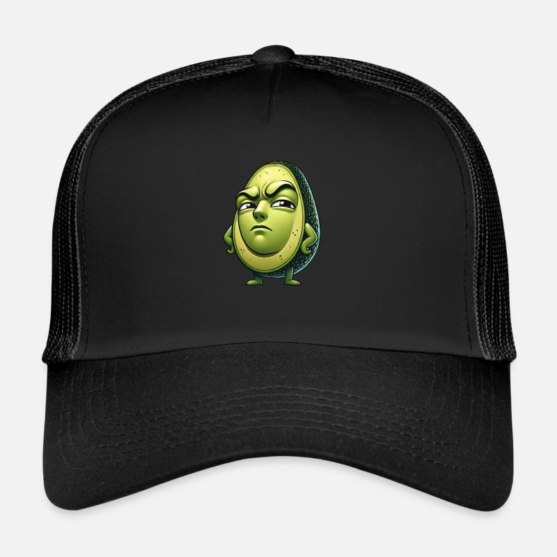 Skeptischer Avocado Cartoon Ironisch Lustig Trucker Cap