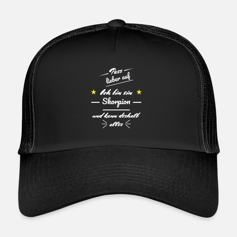 Sternzeichen Skorpion Sterne Astrologie Geschenk - Trucker Cap - Schwarz/Schwarz