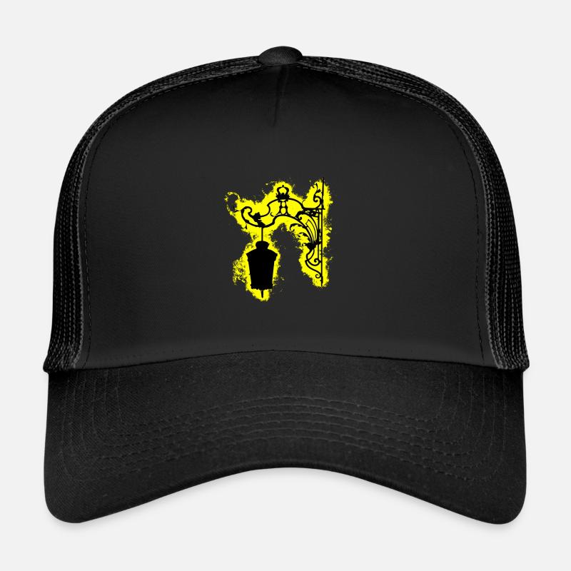 Silhouette lantern yellow and black outline - Trucker Cap - black/black