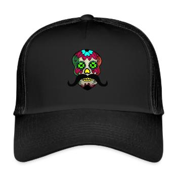 Mexico Totenkopf - Trucker Cap - Schwarz/Schwarz - Vorne