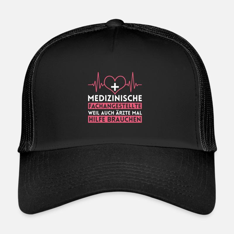 Arzthelferin MFA Herzschlag - Trucker Cap - Schwarz/Schwarz
