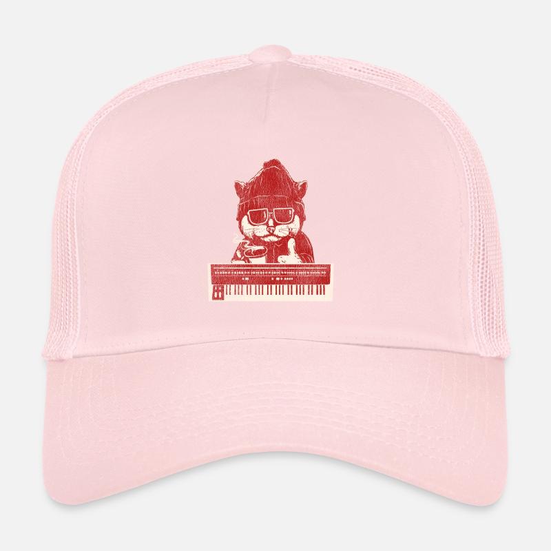 Chat de café synthétiseur cool Casquette trucker 