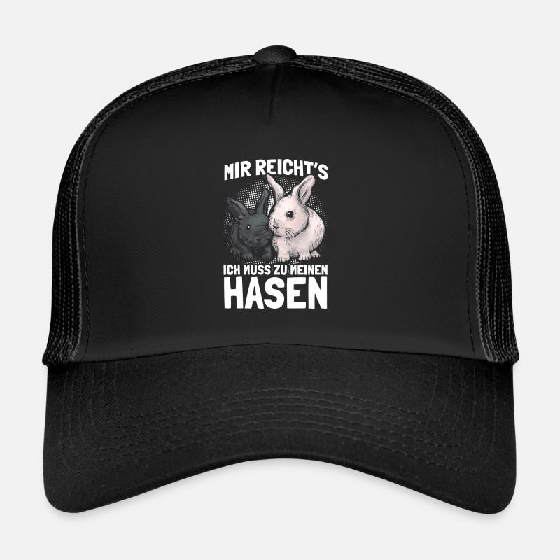 Mir reichts ich muss zu meinen Hasen - Trucker Cap - Schwarz/Schwarz