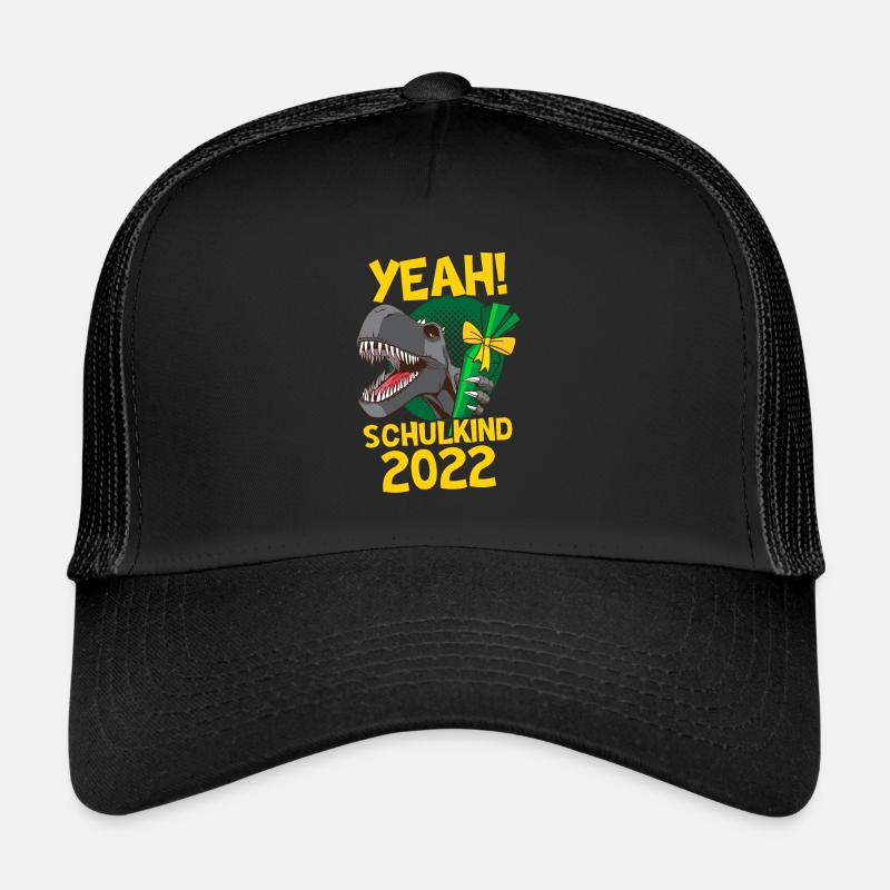 Yeah! Schulkind 2022 Dino Einschulung - Trucker Cap - Schwarz/Schwarz