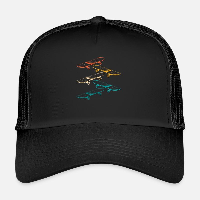 Retro-skateboard For skateboarders - Trucker Cap - black/black