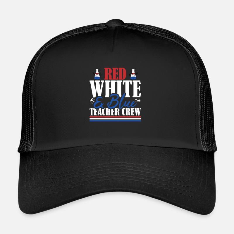 Veteran US Flag Red White & Blue Teacher Crew Trucker Cap
