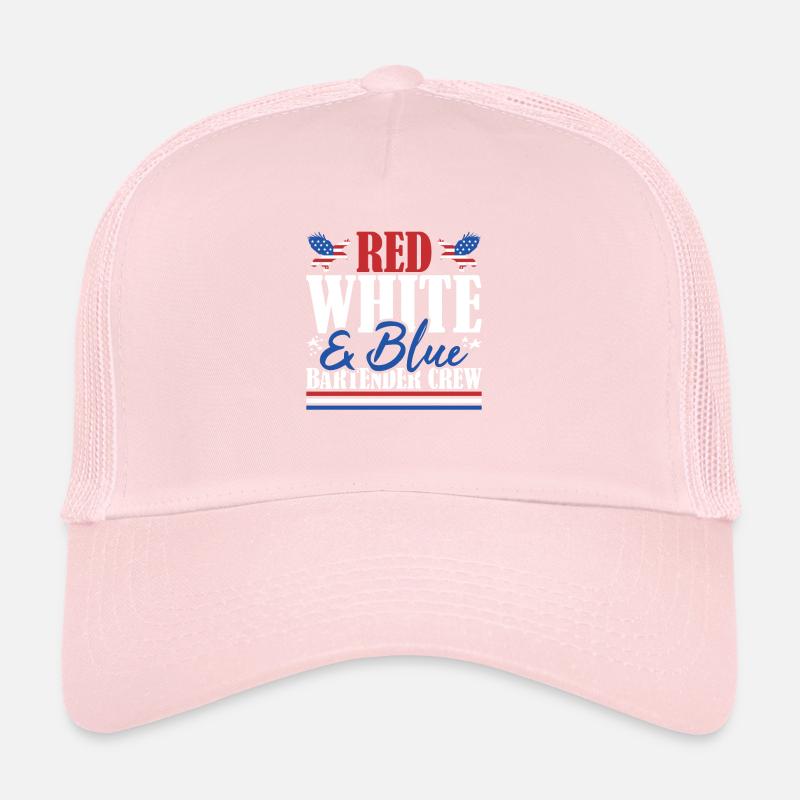 Veteran US Flag Red White & Blue Bartender Crew Trucker Cap