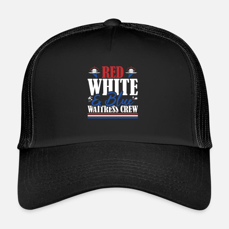 Veteran US Flag Red White & Blue Waitress Crew Trucker Cap