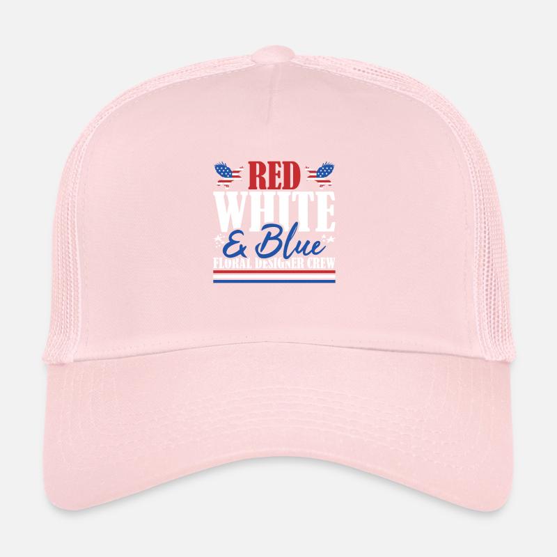 Veteran US Flag Red White & Blue Floral Designer Trucker Cap