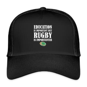 But Rugby Is Importanter Ireland Rugby - Trucker Cap - Schwarz/Schwarz - Vorne