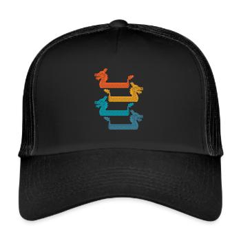 Retro-drachenboot-paddler, Die Kanu Paddeln - Trucker Cap - Schwarz/Schwarz - Vorne