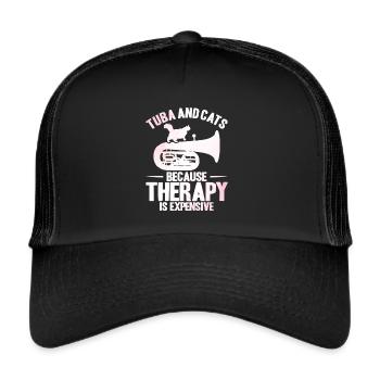 Tuba Tuba und Katzen Geschenk - Trucker Cap - Schwarz/Schwarz - Vorne
