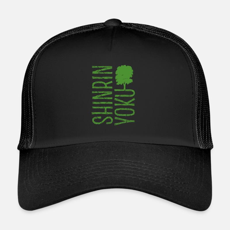 Shinrin yoku - Waldbaden - Waldmeditation - Trucker Cap - Schwarz/Schwarz