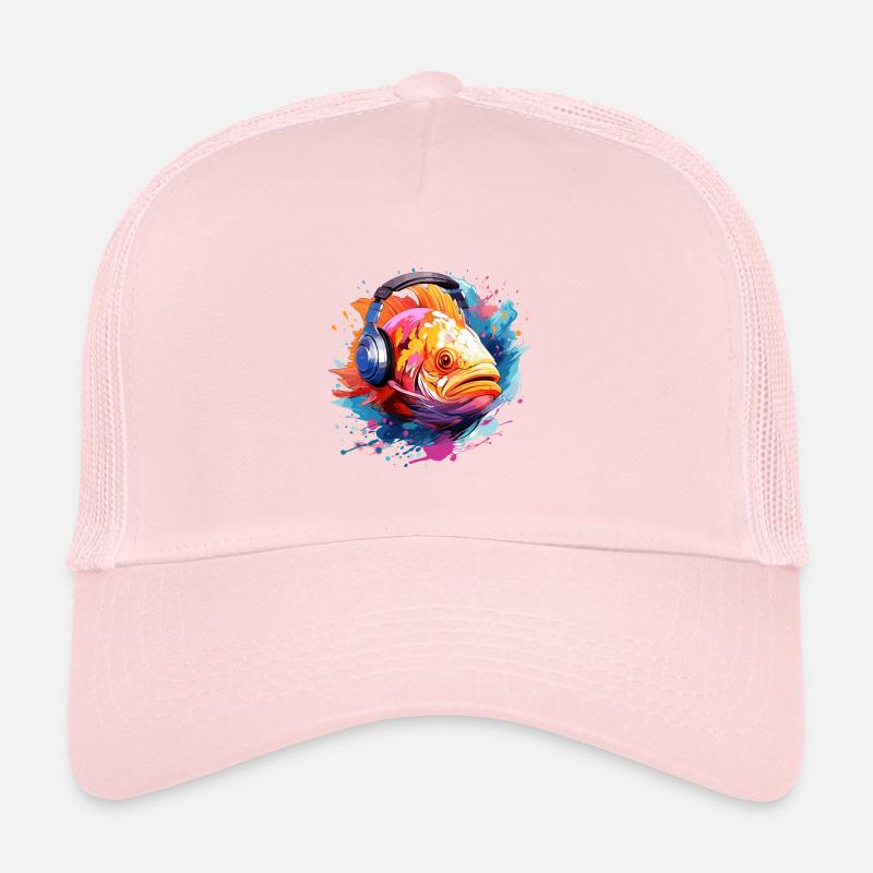 Fish with headphones Trucker Cap