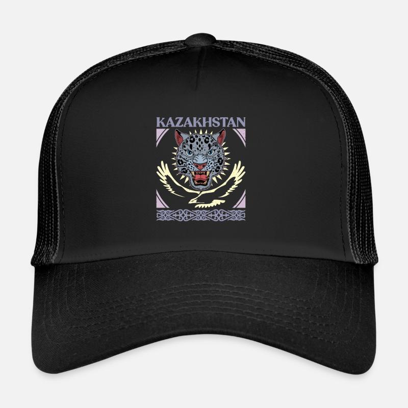 Kasachstan Flagge Herkunft Astana Kasachisch - Trucker Cap - Schwarz/Schwarz