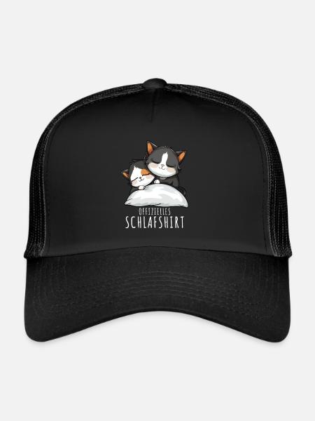 Cats Nightgown Official Sleep Shirt Cats - Trucker Cap - black/black - Front