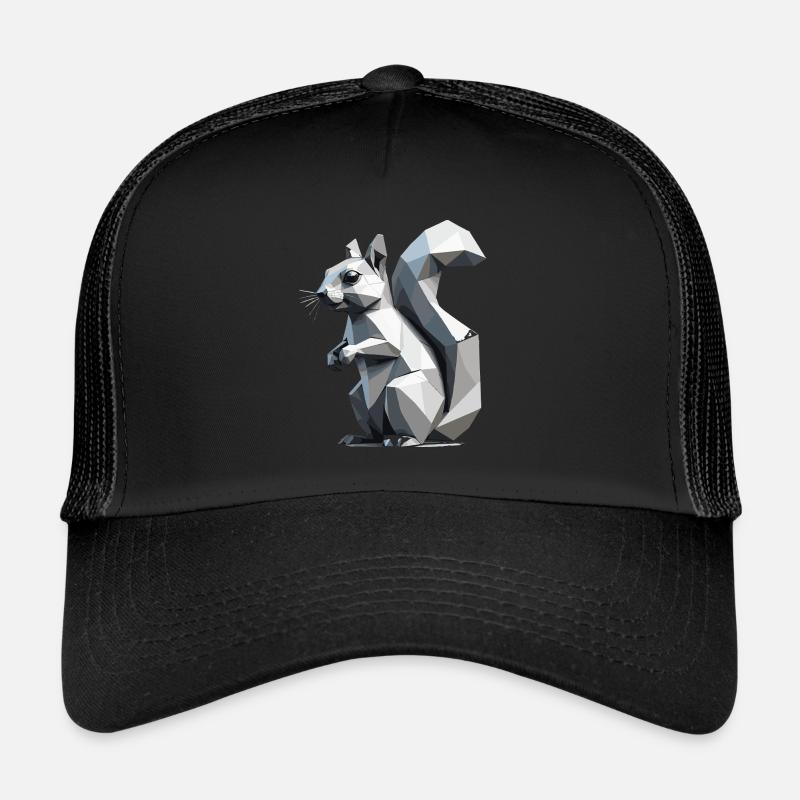 Squirrel - Cute Low Polygon Design - Trucker Cap - black/black