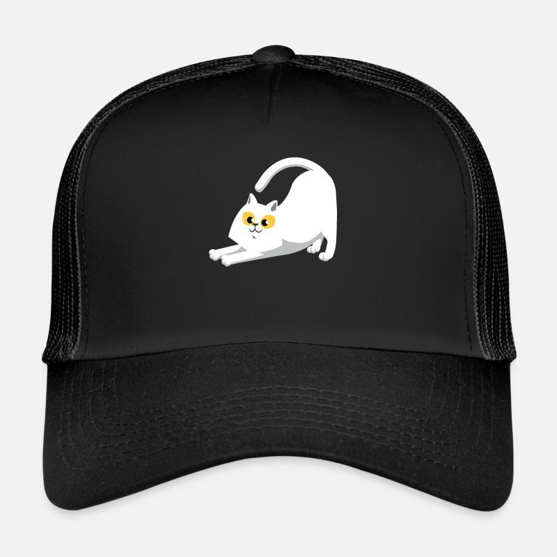 Chat blanc qui s'étend Casquette trucker 