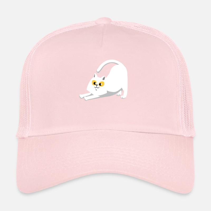 Chat blanc qui s'étend Casquette trucker 