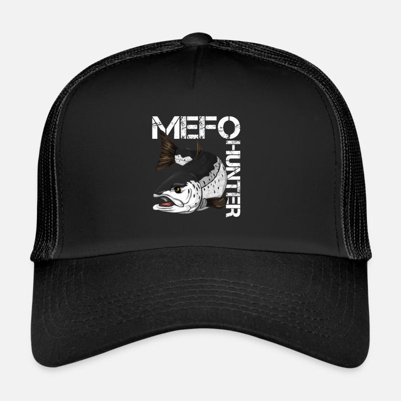 Meerforelle Angeln - MeFo - Trucker Cap - Schwarz/Schwarz