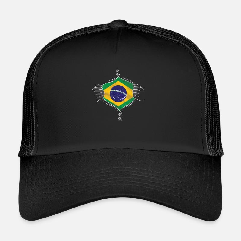 brazil flag proud - Trucker Cap - black/black