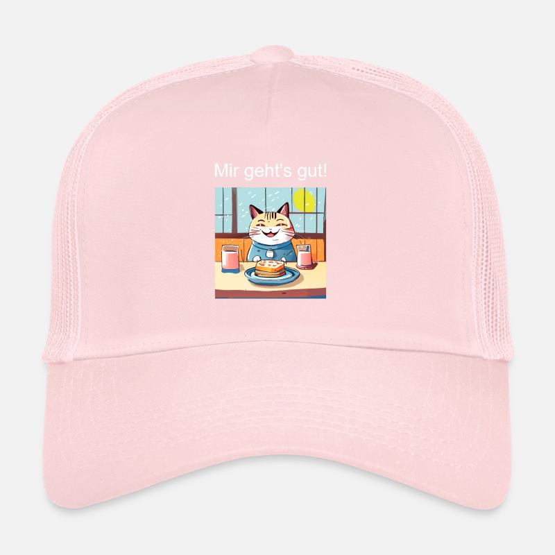 Glückliche Katze beim Essen Trucker Cap