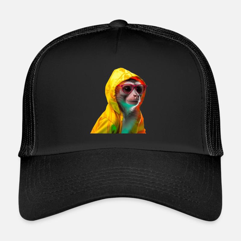 Singe écureuil avec lunettes de soleil Singes cool colorés Casquette trucker 