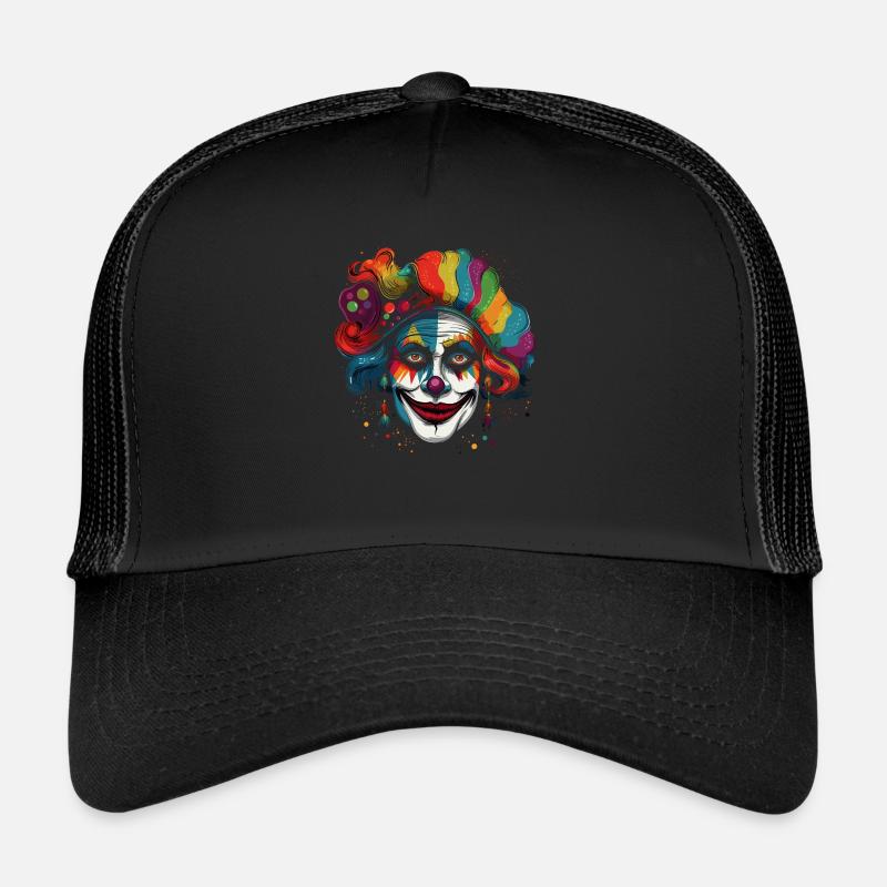 Clown Karneval Fasching Kostüm - Trucker Cap - Schwarz/Schwarz