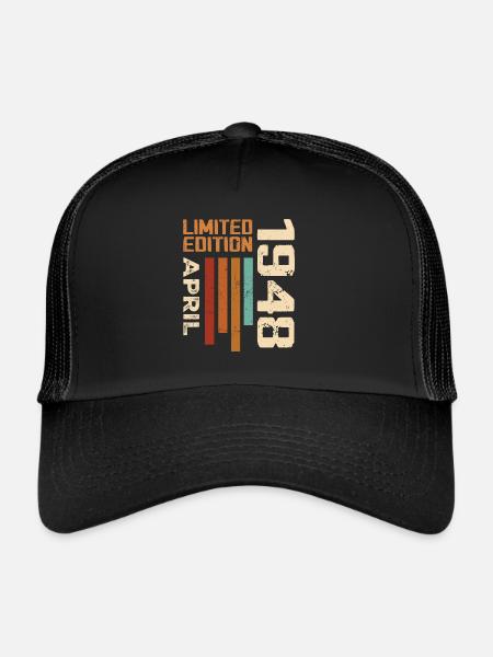 Né En Avril 1948 Cadeau D'anniversaire 1948 Retro - Casquette trucker  - noir/noir - Devant